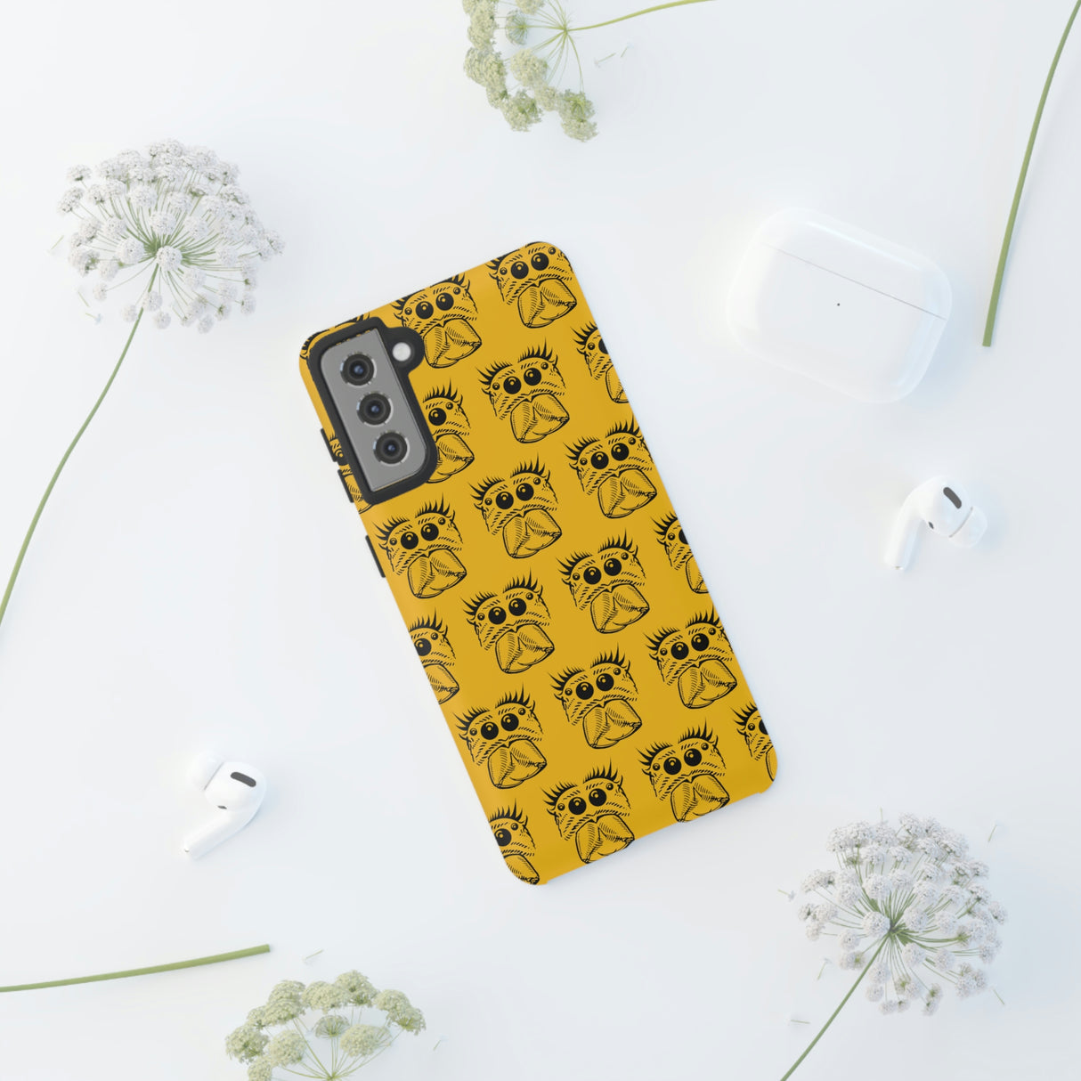 Tough Cases  Featuring BFP Jumping Spider Print on Yellow