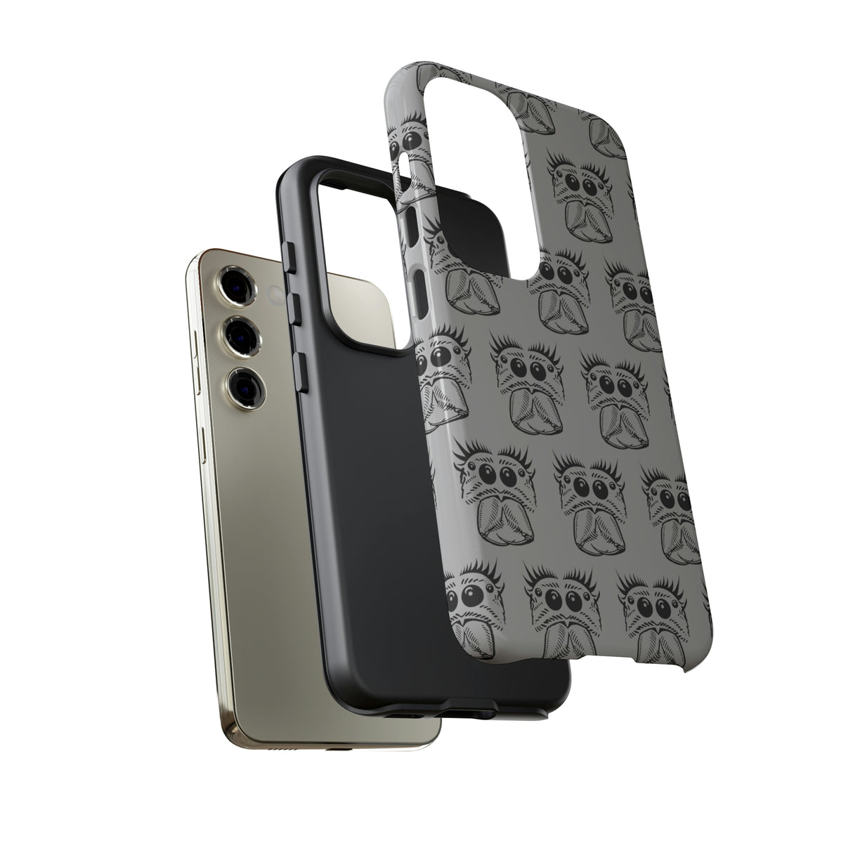 Tough Cases  Featuring BFP Jumping Spider Print on Gray