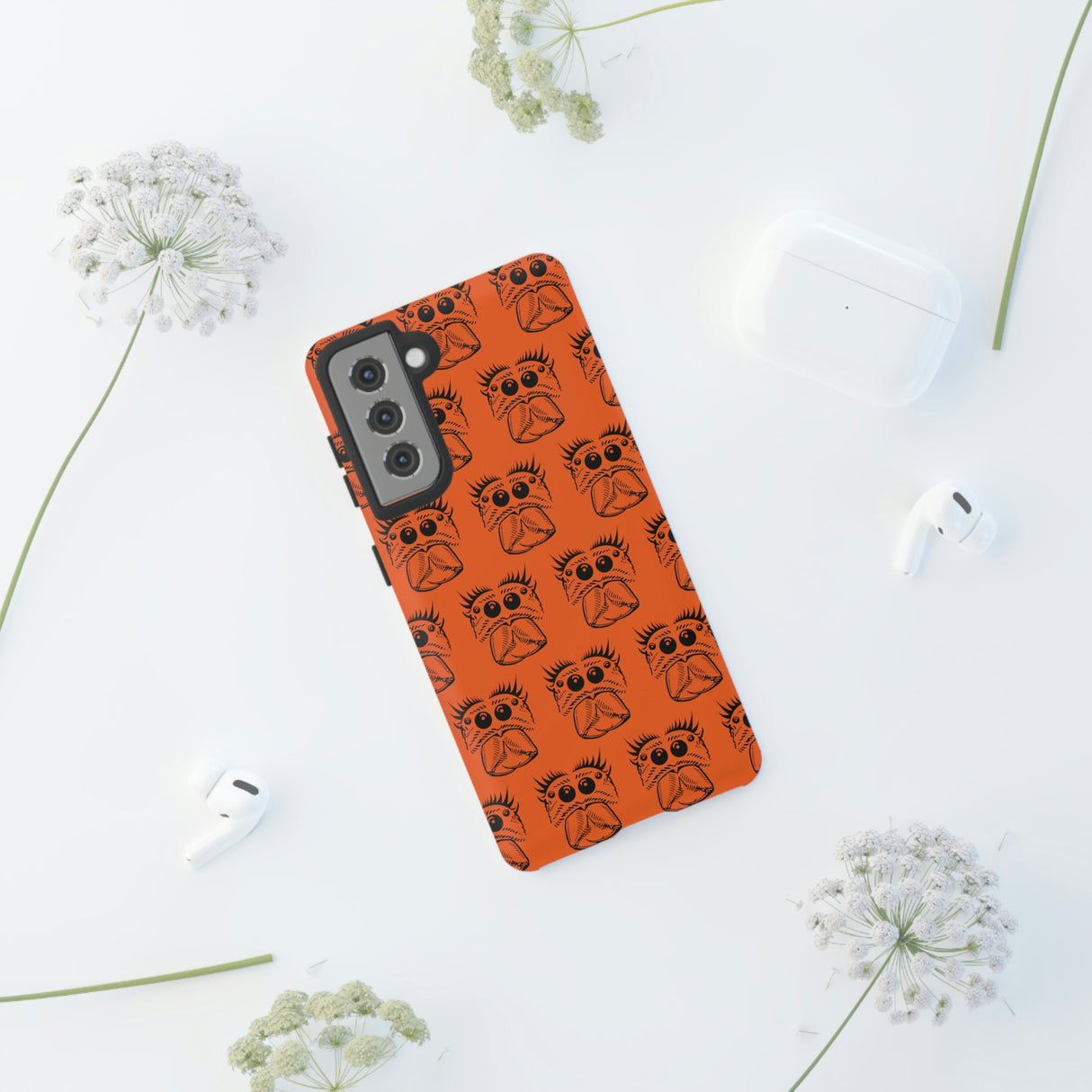 Tough Cases  Featuring BFP Jumping Spider Print on Orange