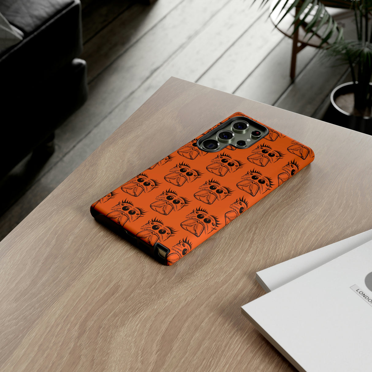 Tough Cases  Featuring BFP Jumping Spider Print on Orange