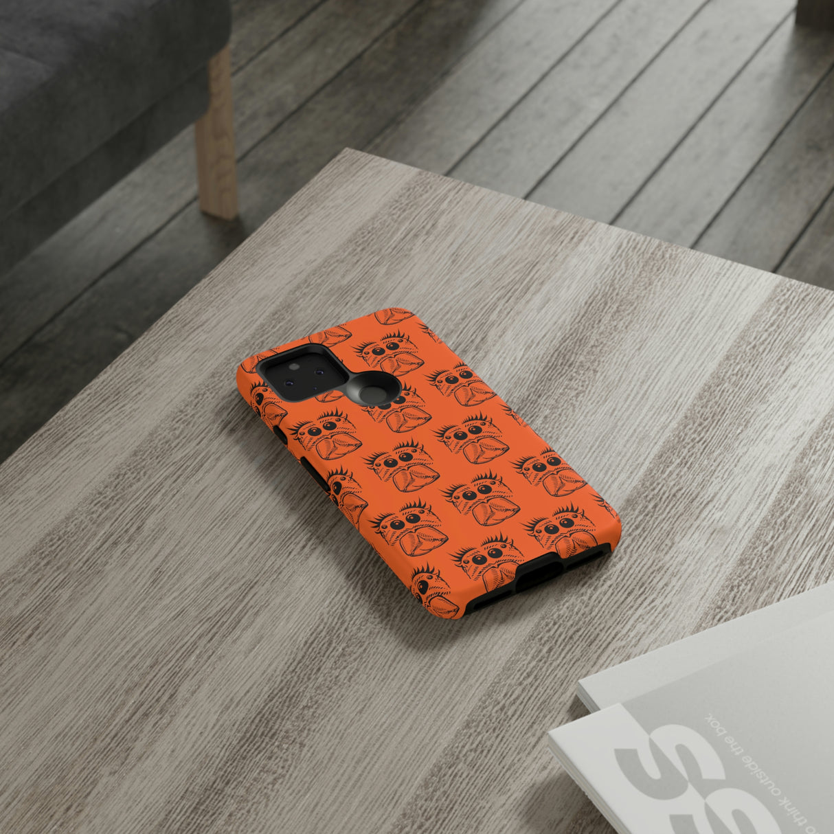 Tough Cases  Featuring BFP Jumping Spider Print on Orange