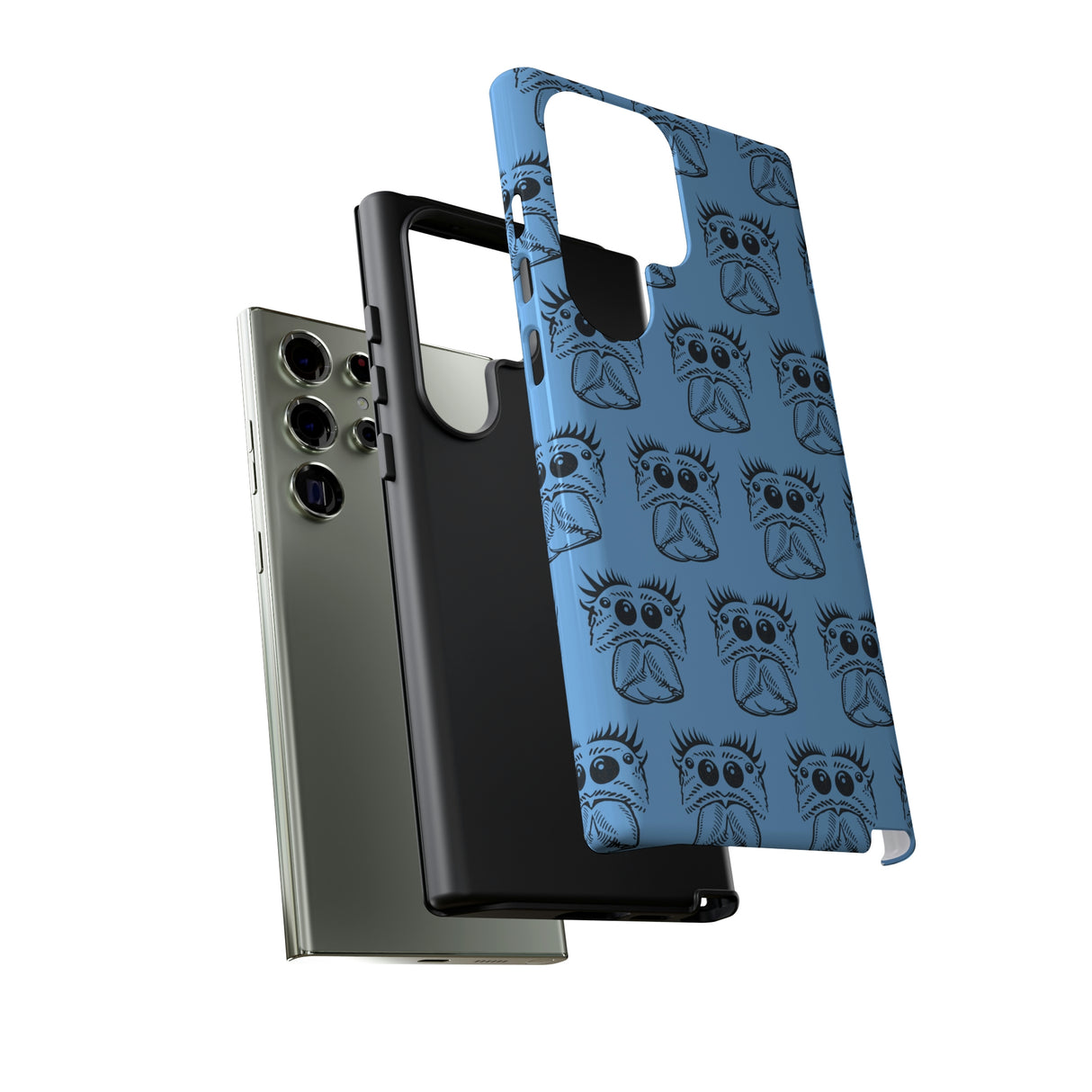 Tough Cases  Featuring BFP Jumping Spider Print on Blue