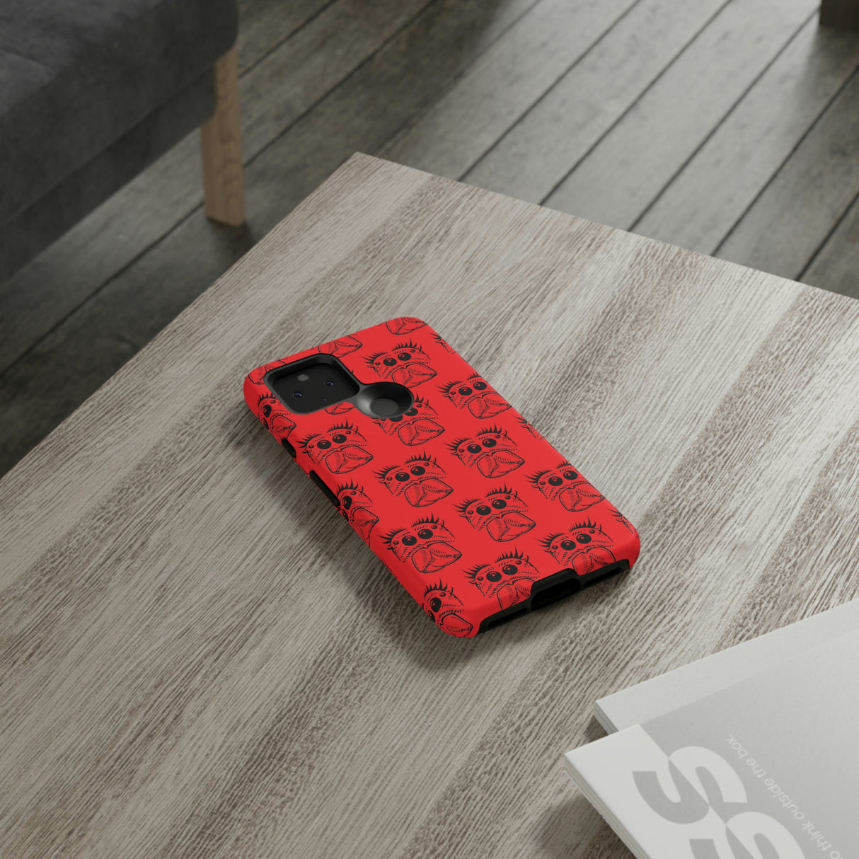 Tough Cases  Featuring BFP Jumping Spider Print on Red